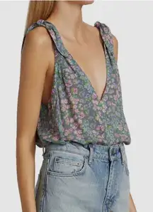 Intimately Free People Womens Bare It All Lace Trim Floral Bodysuit Size Medium