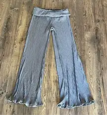 Love Cameron Ruffle Ribbed Palazzo Stretch Pants Grey Women’s XL NWOT