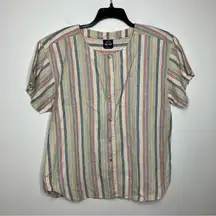 Vintage Dockers x Levi’s striped linen blend button down shirt size large