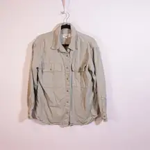 Reformation Ray Cotton Collared Button Front Long Sleeve Blouse Shirt Fluorite S