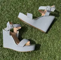 Mudd Silver Crystal Wedges Sz(9)