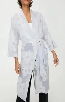 NWT! Aritzia Wilfred Semi Sheer Durante Kimono Sleeve Robe in Pearl Grey Large
