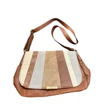 Relic Women's Multi-Color Striped Faux Leather Crossbody Bag With Polka Dot Inte