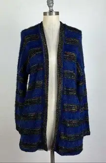 ModCloth Fuzzy Stripe Open Front Cardigan