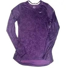 Nike Women Shirt Size M Purple Dri-Fit Running Miler Long Sleeve Swoosh