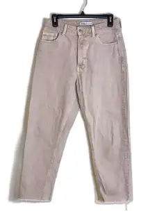 Zara ladies high rise mom jeans with fringe ankles size 6