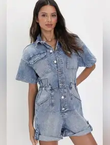 Free people Marci Cuffed Shortall romper