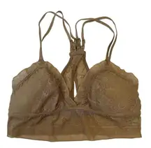 Aerie Size S Pop Lace Padded Bralette Beige Racerback Adjustable Wireless