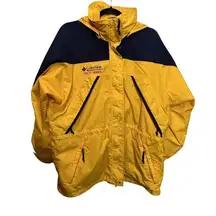 Vintage Columbia Jacket Tech Series Women’s Medium Yellow Hidden Hood Zip Snap