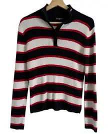 Polo Ralph Lauren ribbed y2k nautical stripe quarter zip