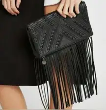 BCBGENERATION Black Fringe Clutch