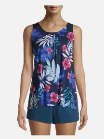 SECRET TREASURES Womens Sleep Top Size 4X 26 W-28W Navy Floral Rayon Spandex New