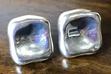 Sterling Silver Square Early Edition Earrings Made In Israel