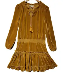 Velvet Tiered Mini Dress Boho Festival Bohemian‎ Party Coastal Cowgirl Size S