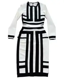 House of CB London Two Piece Set Black White Bandage Bodycon Dress Small