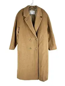 Babaton  The Slouch Coat Camel Hair Virgin Wool Vegan Chamois Brown Size L