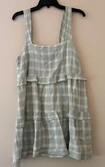 Show Me Your Mumu Sage Green Gingham Ruffle Mini Dress (Size S)