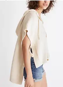 Madewell Poncho Hoodie Sweater Side Tie Hooded Cape Cream Oversized Size XXS