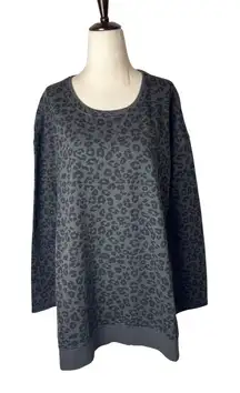Z Supply Shirt Women XS Gray‎ Black Leopard Weekender Tunic Top NWT Athleisure