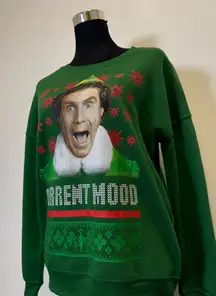 Elf Movie “Current Mood” Christmas Sweatshirt Green Crewneck Size M