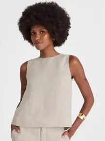 Madewell Linen Pleated Shell Top Size XXS Oat