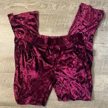 NWOT LF Emma & Sam Crushed Velvet Pants Berry Velour Lounge Size Small