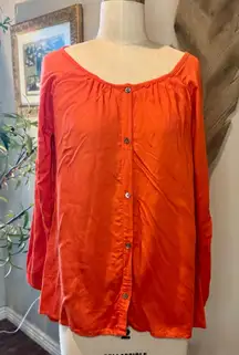 Soft Joie Vibrant Orange Button-Down Shirt