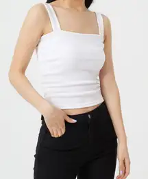 White square neck tank top