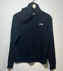 Victoria Secret Pink Black Zip-Up Hoodie Size Large