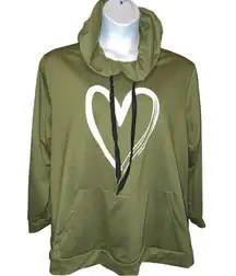 Bbloomchic dark green hoodie with white heart design. New