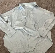 Light Blue Leopard Print Shirt and Bra Set