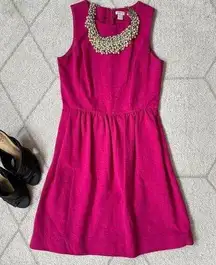 J. Crew Pink Sleeveless Crew Neck Flare Dress Sz Small