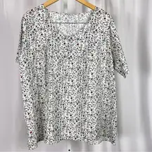Boho 2X XXL Flowy Floral Modest V Neck Boxy Blouse Top Formal Office Teacher