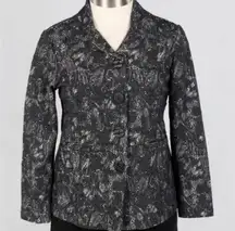 Habitat Falling Leaves Button Up Textured Shaped Jacket Black Size XL