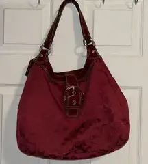 Coach Soho Signature Large Hobo Bag Crimson Red