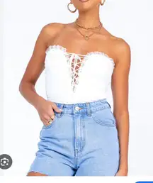 Princess Polly White Lace-Up Bodysuit