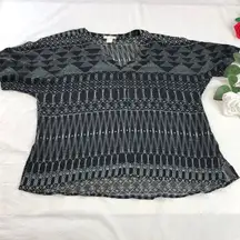 H+M Black and White Pattered Sheer Blouse 8