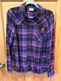 Columbia Women's Clemson Tigers Flare Gun Flannel Button-Up Shirt size M