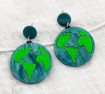 Acrylic Planet Earth Dangle Earrings