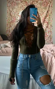 Long Sleeve Lace Up BodySuit 