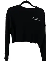 Black Cropped Long Sleeve Top Sweatshirt Houston Size M
