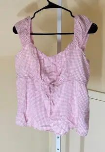 Hollister NWT Women's Pink Gingham On Off Shoulder Scoop Neck Tank Top XL