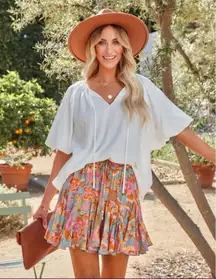 VICI Rafa Cotton Puff Sleeve Top - White - Small