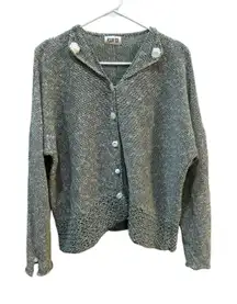 Pour Toi Green Cardigan Sweater Size‎ XL Open Collar Lagenlook Artsy Unique