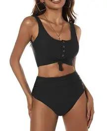 ZAFUL Women's Knotted Front Tankini Set High Waisted Bikini XS