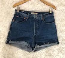 Levi's ribcage denim shorts in dark blue