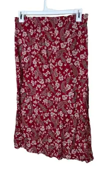 SAG HARBOR Red‎ Patterned Floral Paisley Vintage Maxi Skirt Petite Small