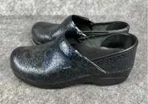 Dansko Women's Blue/Black Metallic Professional Leather Clogs EU 37‎ US 7