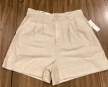 Joie rainy day beige khaki linen pleated high rise Chino shorts nwt xs