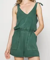 Aerie  dark green sunset Terry fleece tie romper size XXS